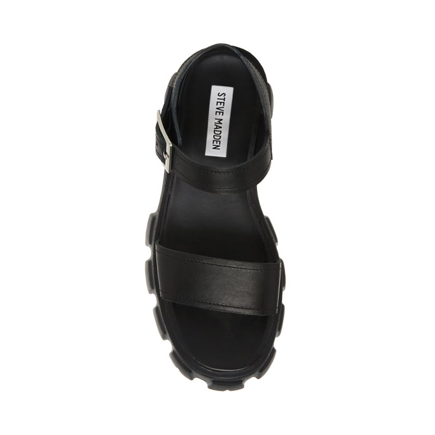 Sandalias de Plataforma Steve Madden Ellie Cuero Mujer Negras | ES CV84E2